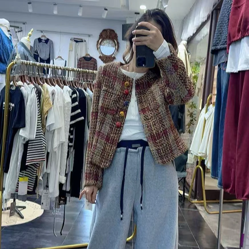 秋冬新品名媛风时尚百搭小香风高级感优雅法式复古外套上衣加厚女