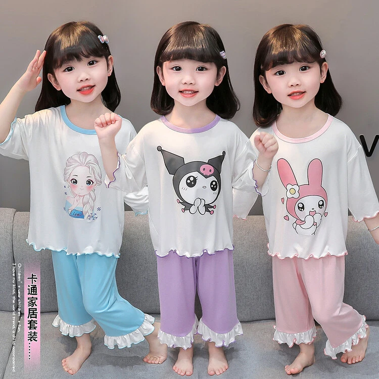 2025班纳格女童夏季套装新款洋气小女孩网休闲短袖恤短裤两件套