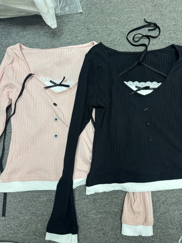 12-127/芭蕾丝挂脖T恤