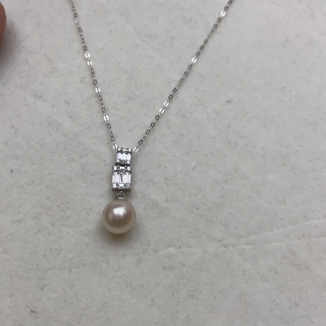 银S925镶嵌海水珍珠项链