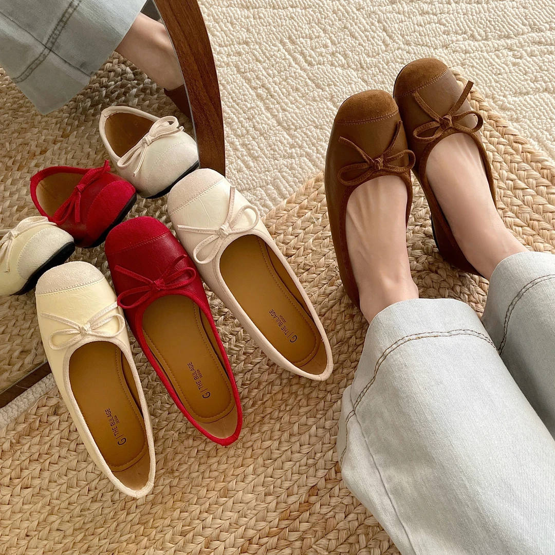 2025春季新款浅口软平底奶奶鞋蝴蝶结芭蕾舞玛丽珍单鞋女268-26