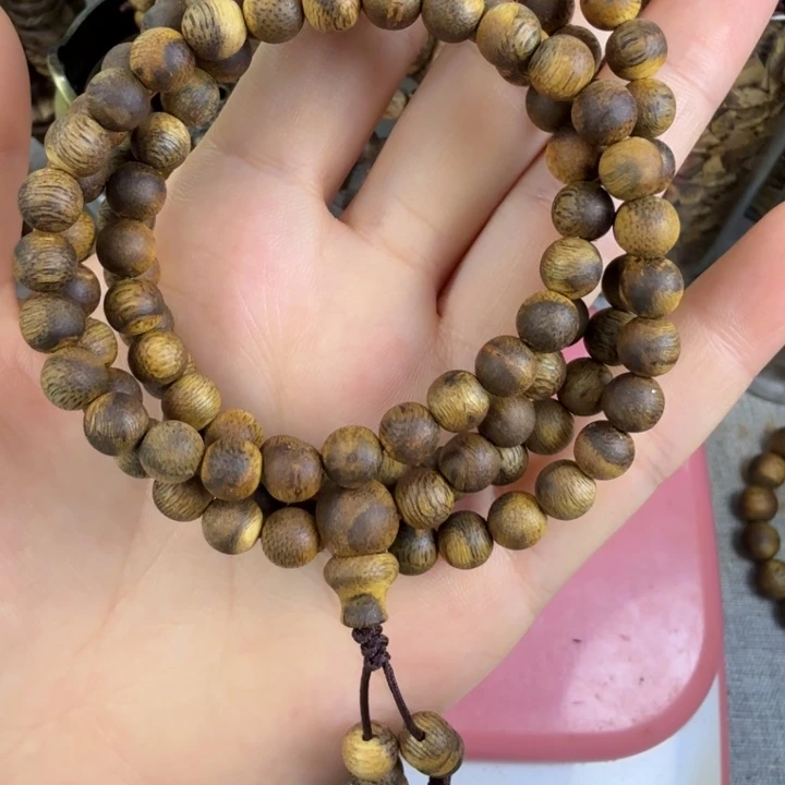 沉香碎屑沉香莺歌绿奇楠06虎斑圆珠多圈12.4克