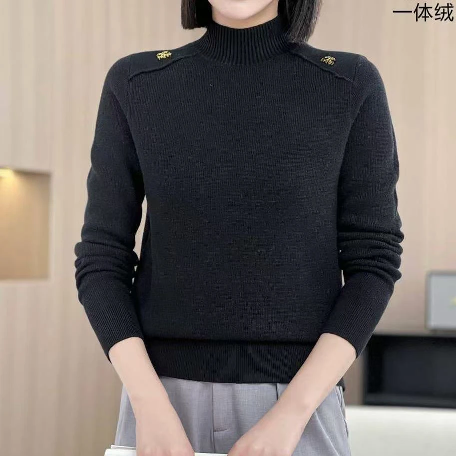 彬彬严选秋冬加一体绒中领欧货高端显瘦百搭外穿女士毛衣