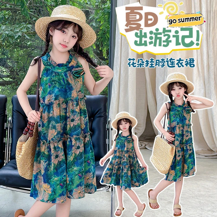 女童装2025新款宝宝公主裙挂脖裙子爆款生日公主裙春款春季网红款