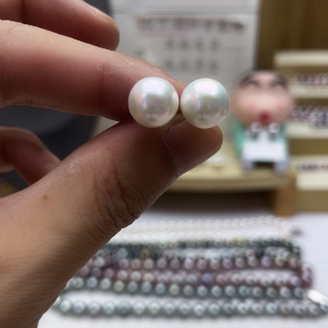 银S925镶嵌淡水珍珠耳饰