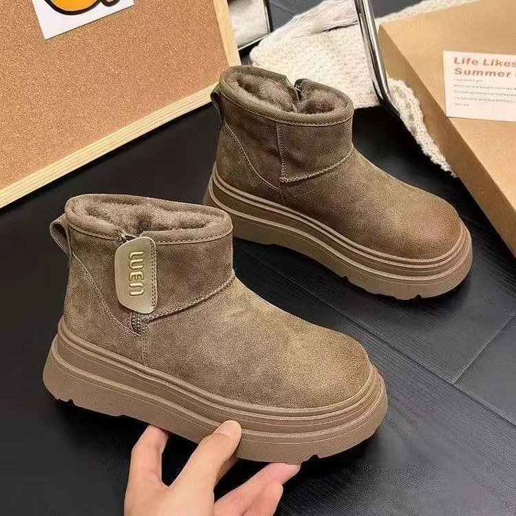 雪地靴女冬季2025新款加绒加厚户外厚底皮毛一体保暖