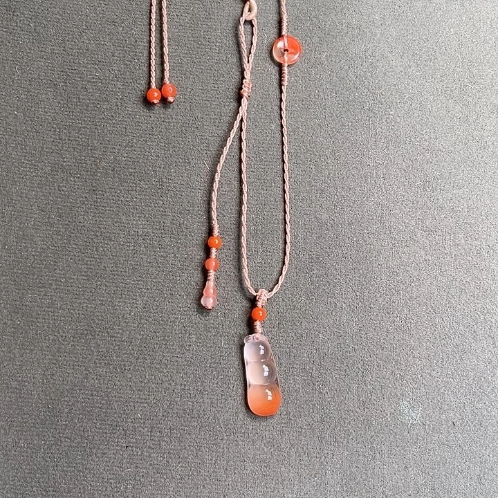 南红玛瑙未镶嵌颈饰冰飘福豆吊坠