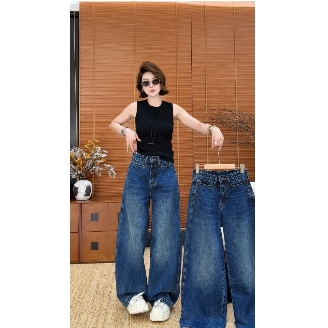 月月 2025秋冬新款【腔调原牛】一字口袋直筒休闲牛仔裤 2508C5023