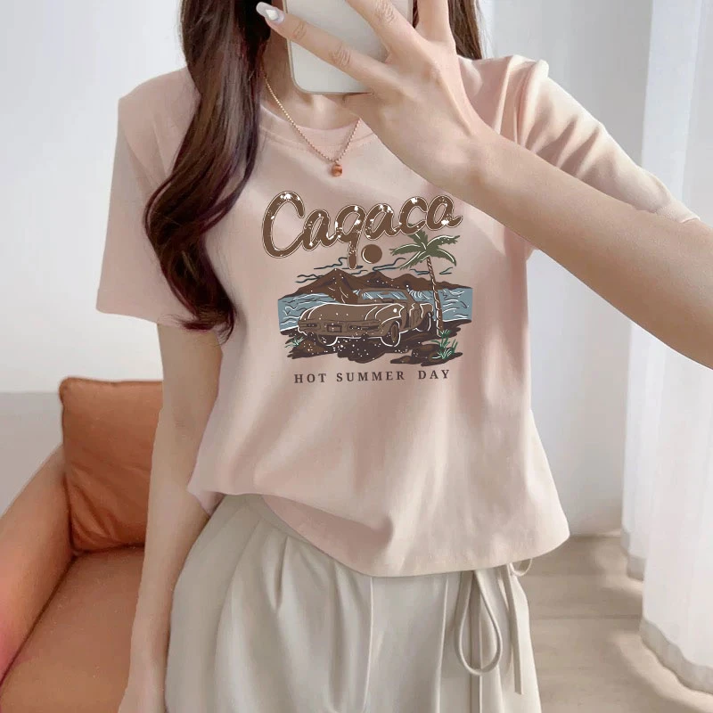 2025新款爆款洋气正肩短袖t恤修身别致夏季甜美短款小个子上衣女