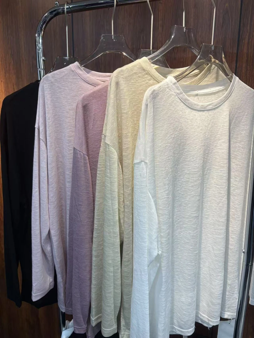 大媛家25夏【纯色】极简大版宽松百搭防晒打底T恤圆领网红薄款