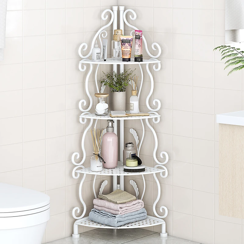 卫生间置物架落地式浴室三角架收纳架厕所马桶转角储物架墙角多层