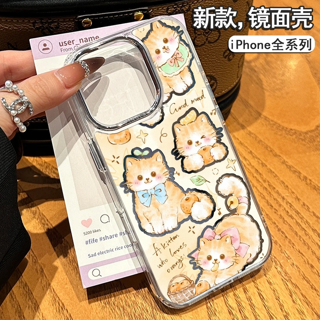 可爱咖猫适用苹果16promax手机壳iPhone15镜头全包14pro防摔13/12