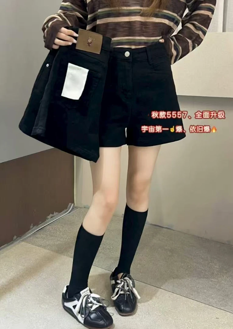 李园家2号店-5557-新款简约牛仔短裤时尚潮流修身