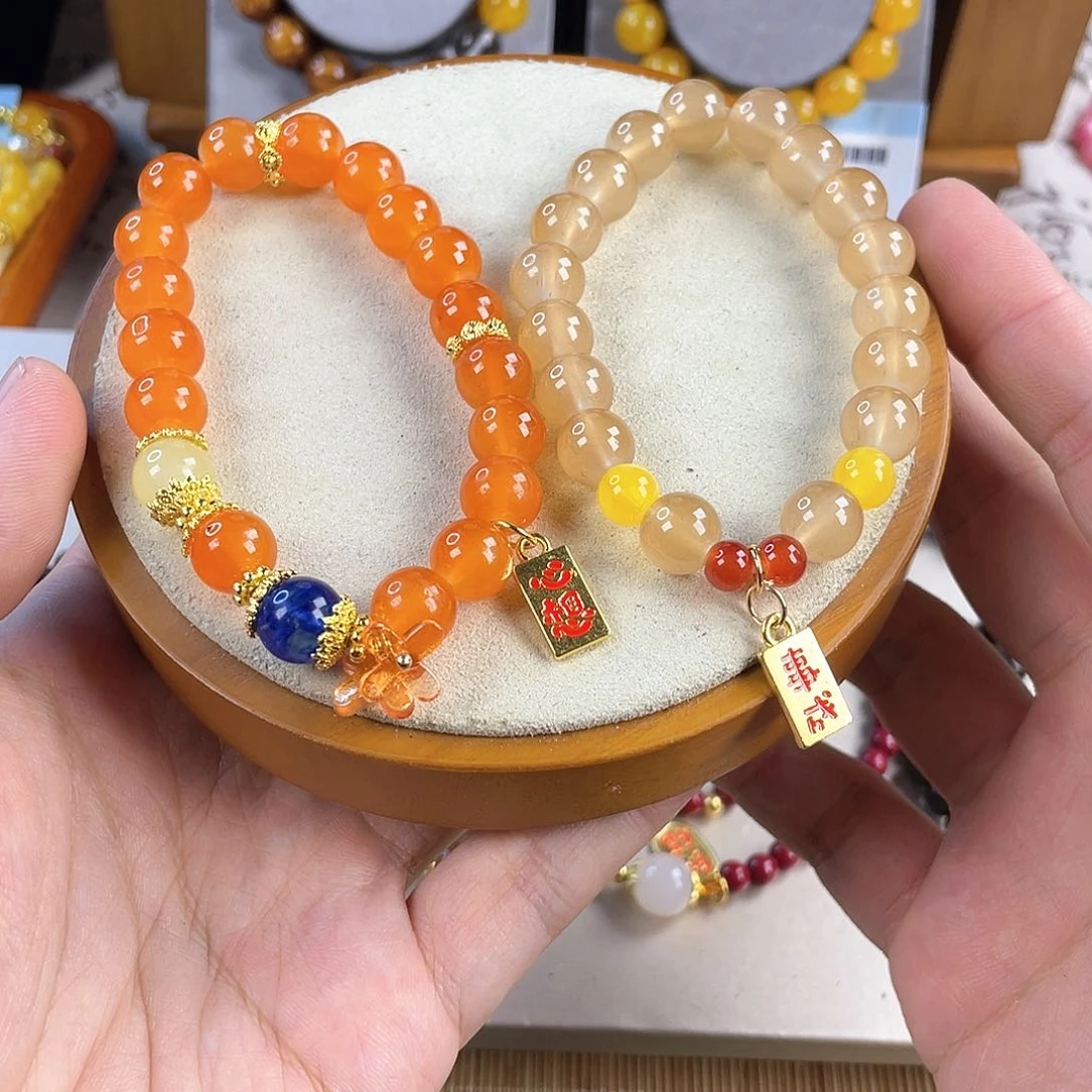 玛瑙手饰银S925镀金镶嵌