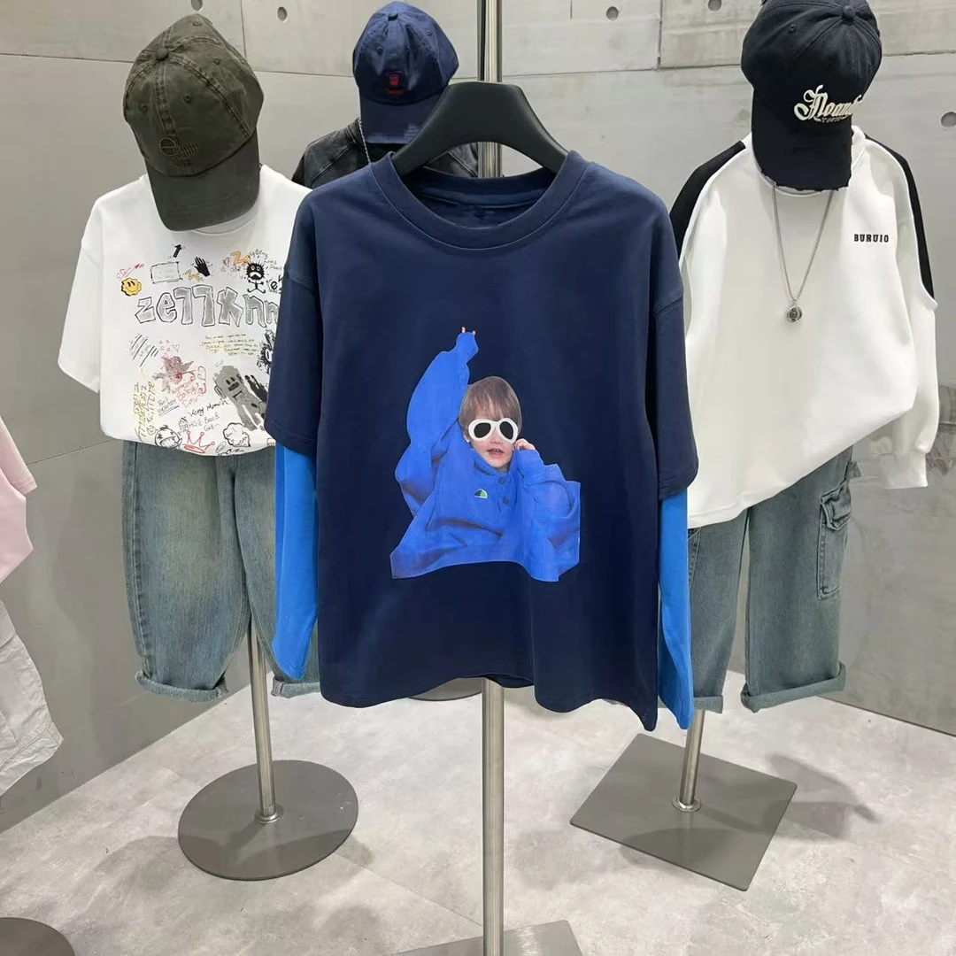 春季新款韩版儿童假两件长袖19017
