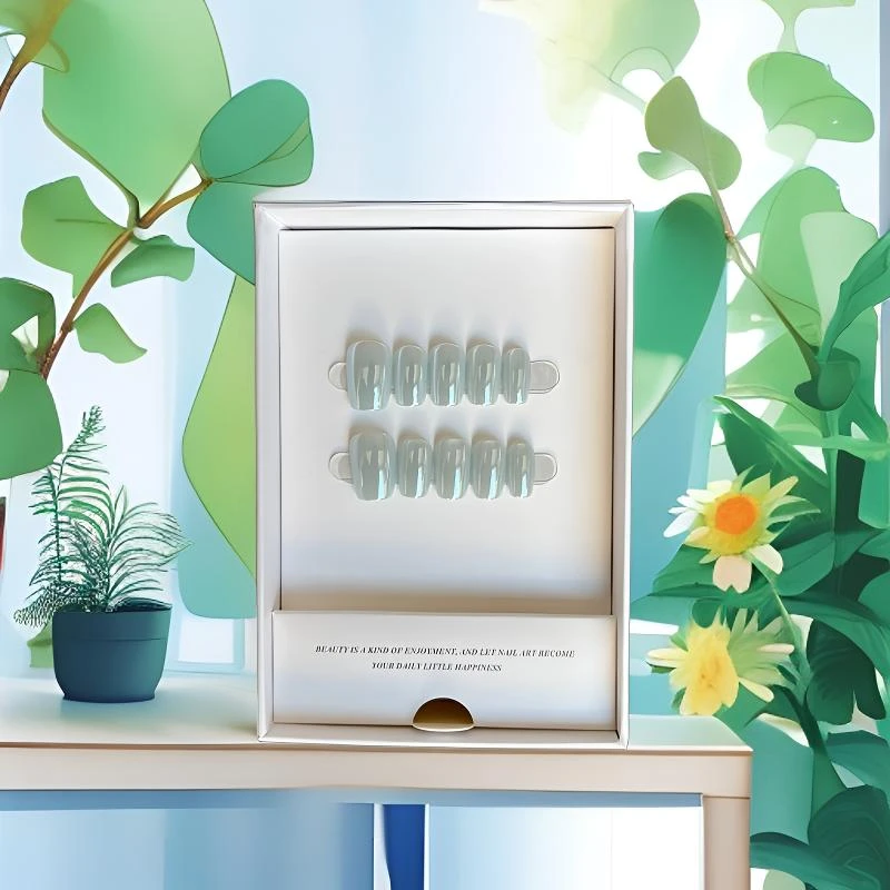 【蓝月光】短椭圆长甲渐变穿戴甲