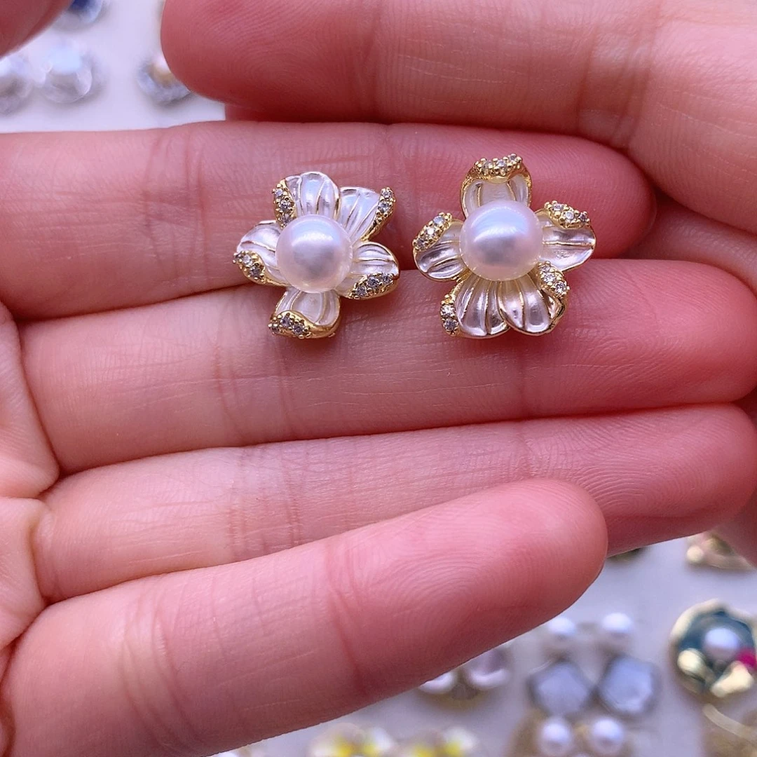 淡水珍珠耳饰合金