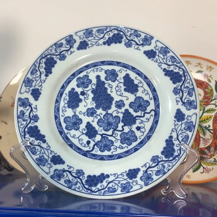 瓷片陶瓷品四厂青花翡翠瓷盘直径26.5