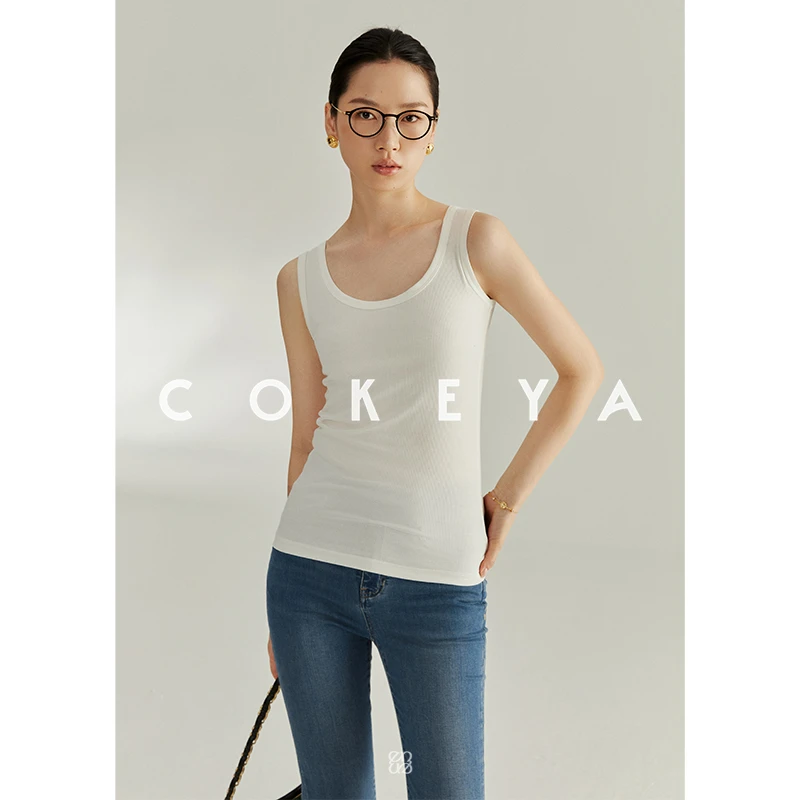 COKEYA/凉感冰肌衫~定制醋酸莫代尔弹力罗纹外穿内搭U领吊带背心