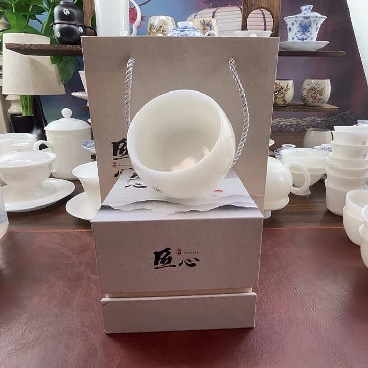 礼袋装：隐唐窑/璞玉素烧自生釉170ml罗汉杯