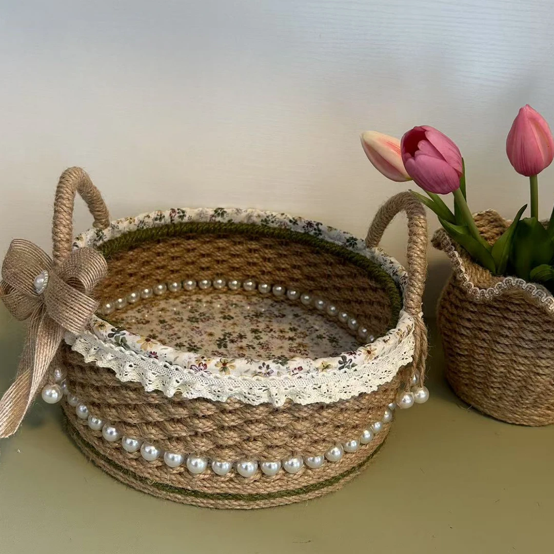 【龙猫手编】麻绳编织软耳复古收纳盒