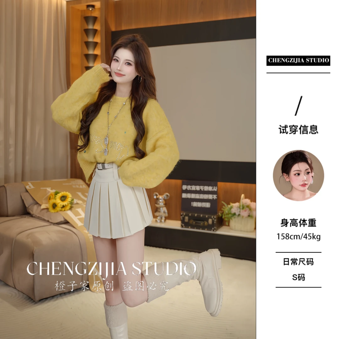 【裴诗婷】MY00122彩钻带钻圆领套头毛衣05