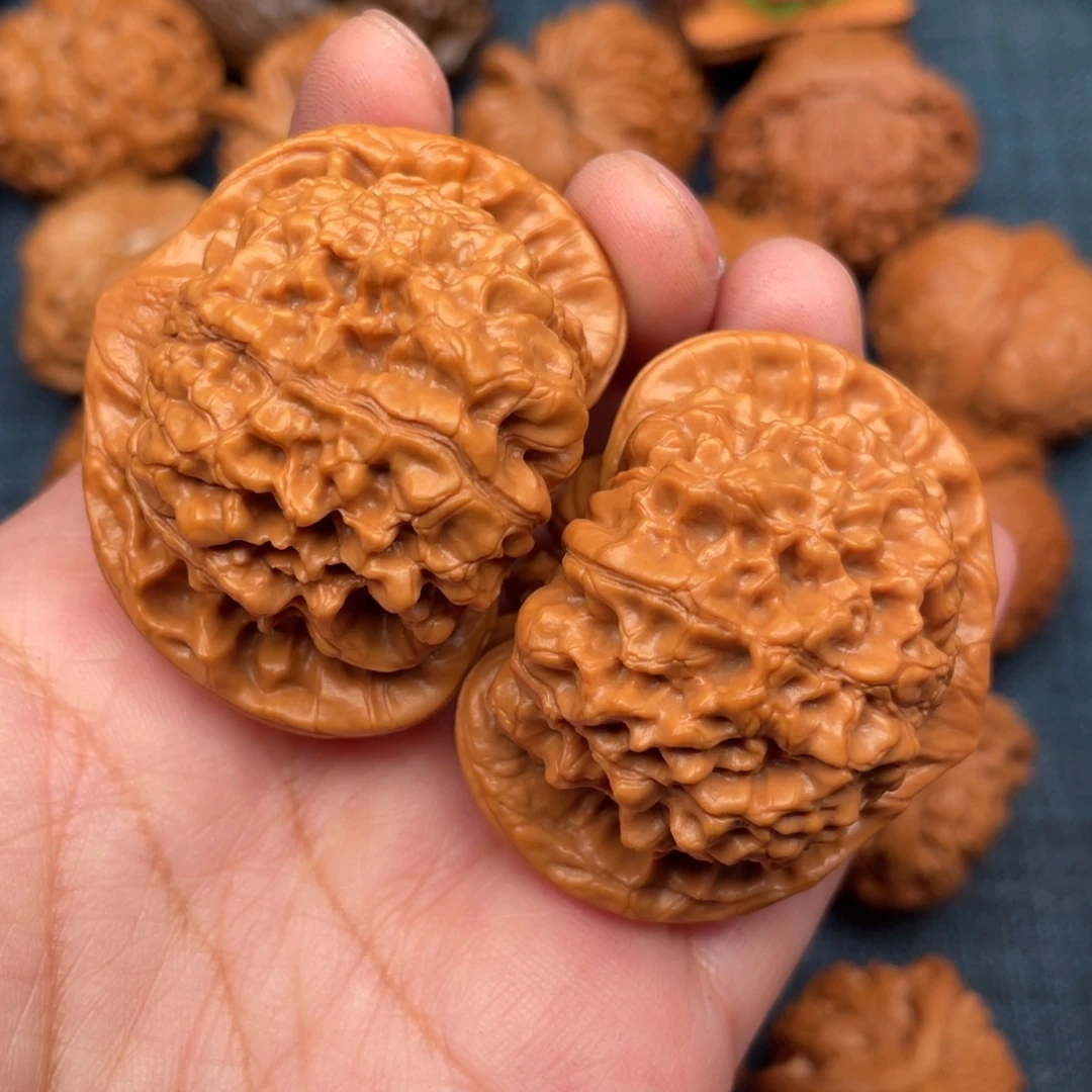 把件文玩核桃48麒麟纹官帽全品