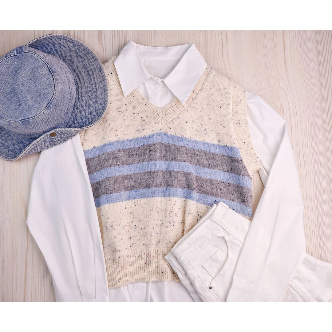 两件套衬衫针织马甲衬衫女气质通勤职业上衣2025秋季韩版