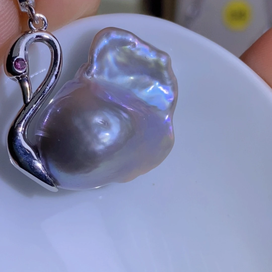 银S925镶嵌天然淡水珍珠淡水珍珠