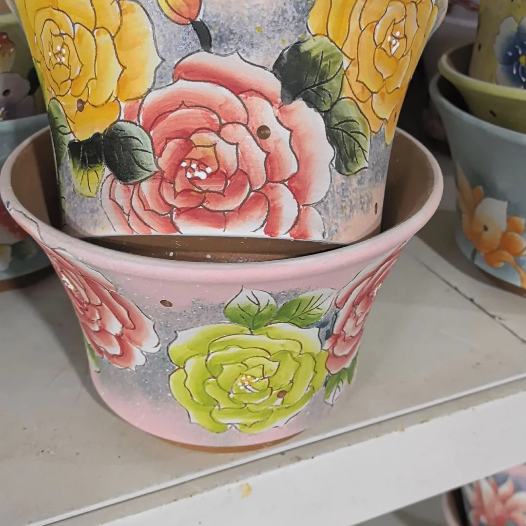 红泥花盆景德镇陶瓷