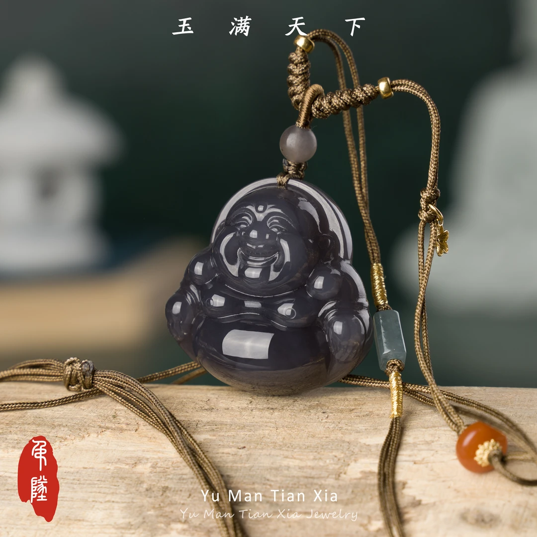 玉满天下镶嵌 烟紫佛公吊坠 颜色多样性发一