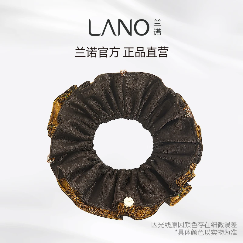 兰诺【锦棠】香云纱手工捻折双层木耳边发圈精致百搭后脑勺发饰