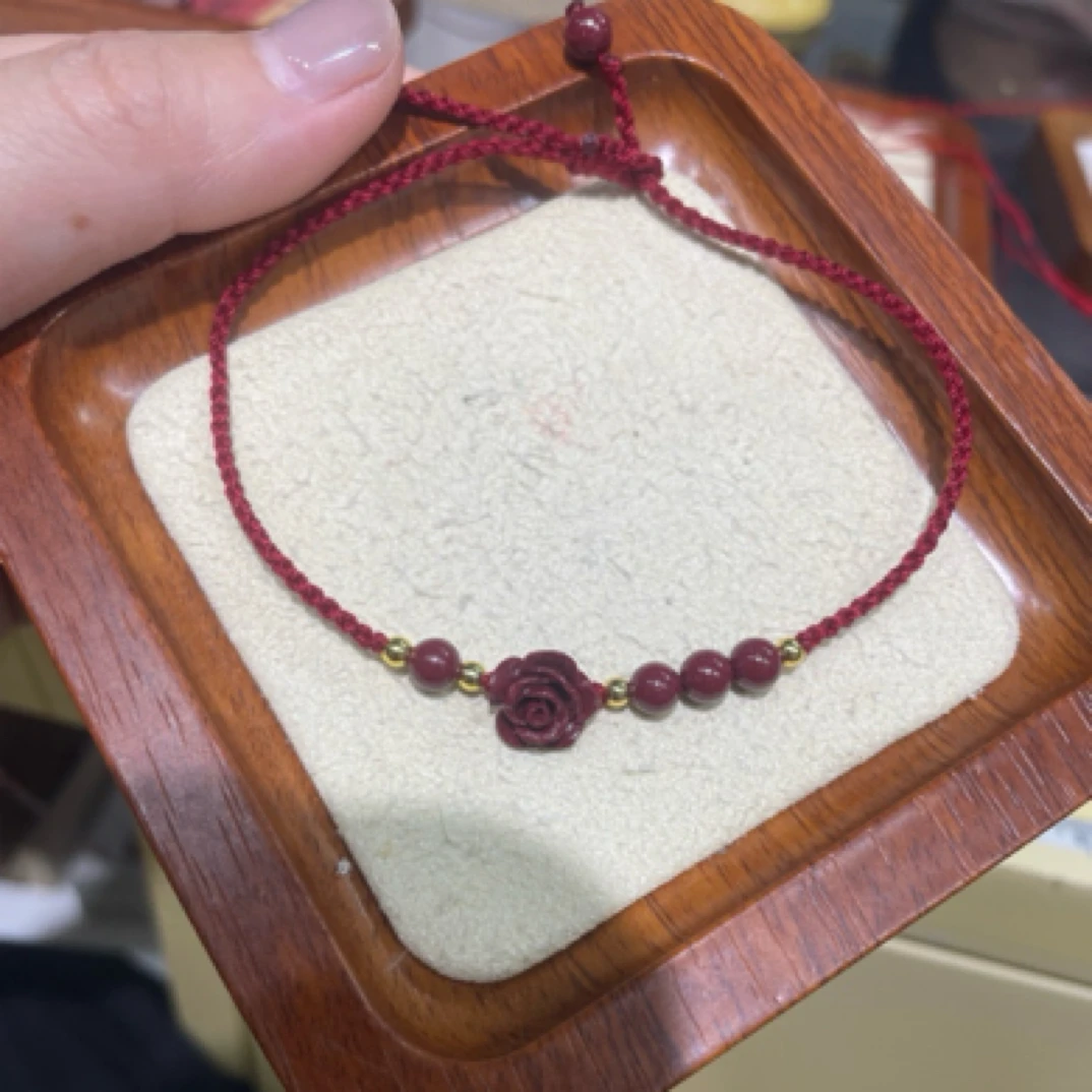 含辰砂工艺品含辰砂朱砂紫金砂手工编织红绳脚链转运礼