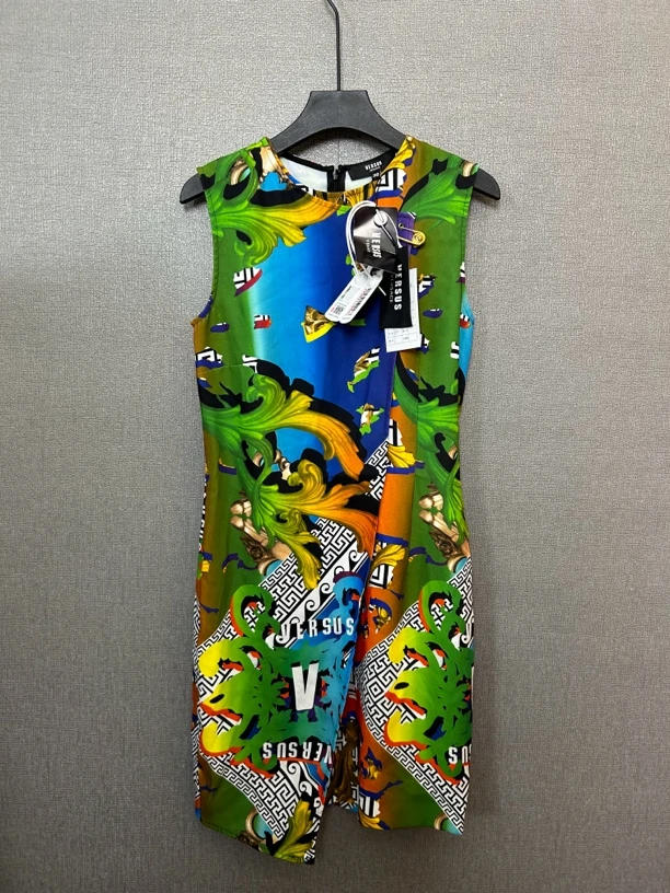 99新 VERSACE/范思哲 绿色无袖连衣裙