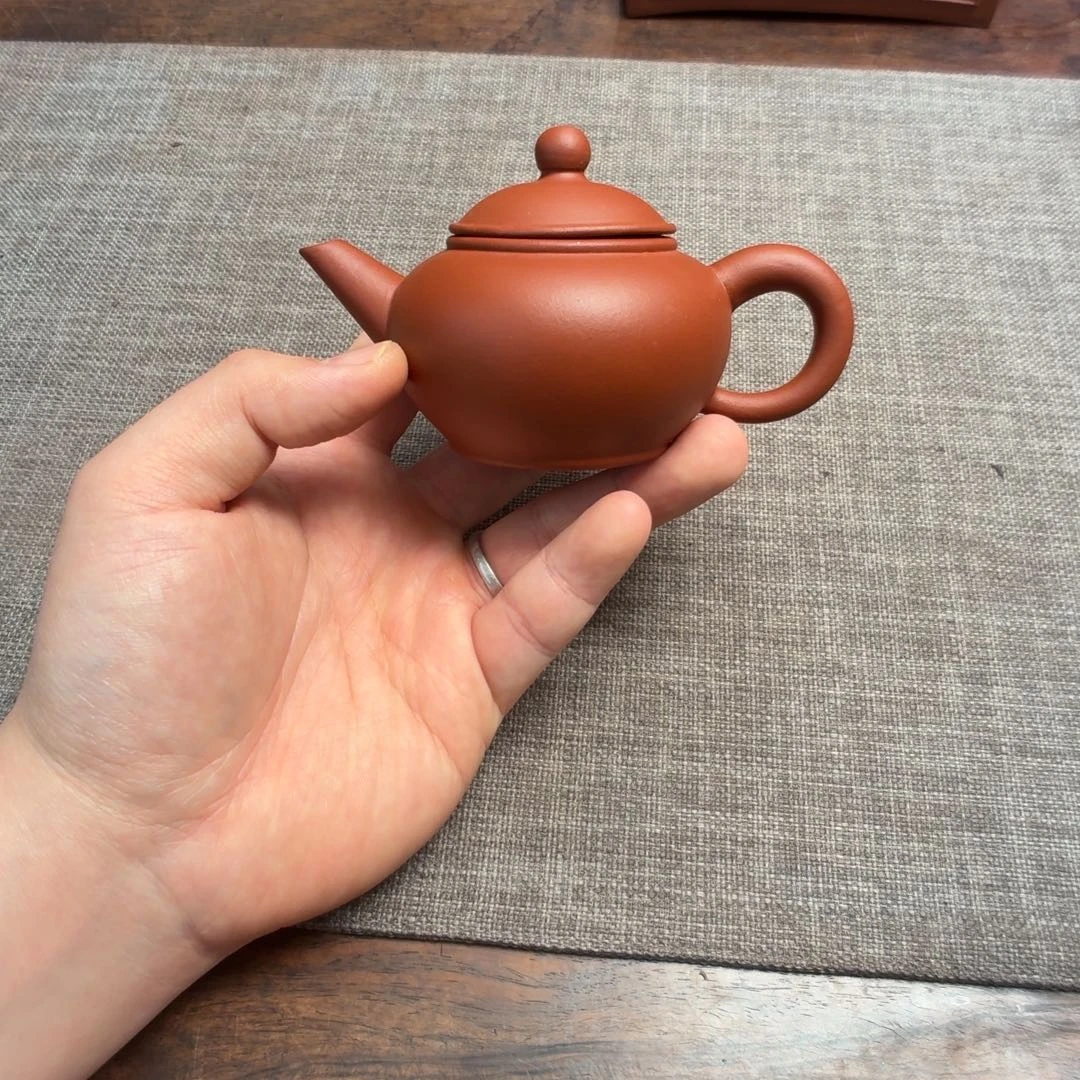 紫砂茶壶80年代 红泥水平壶