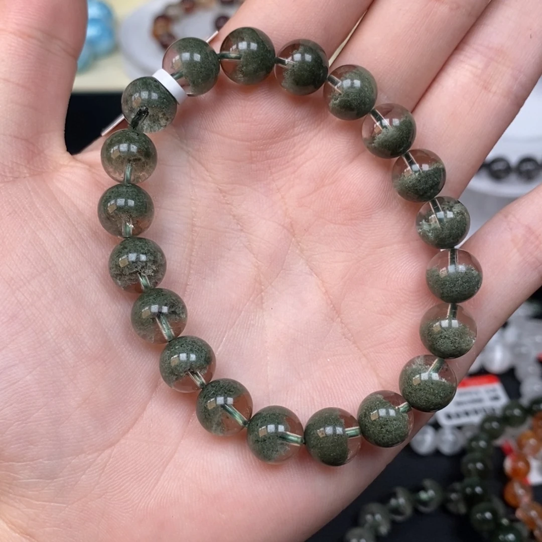 水晶未镶嵌手链绿幽灵聚宝盆高品9+