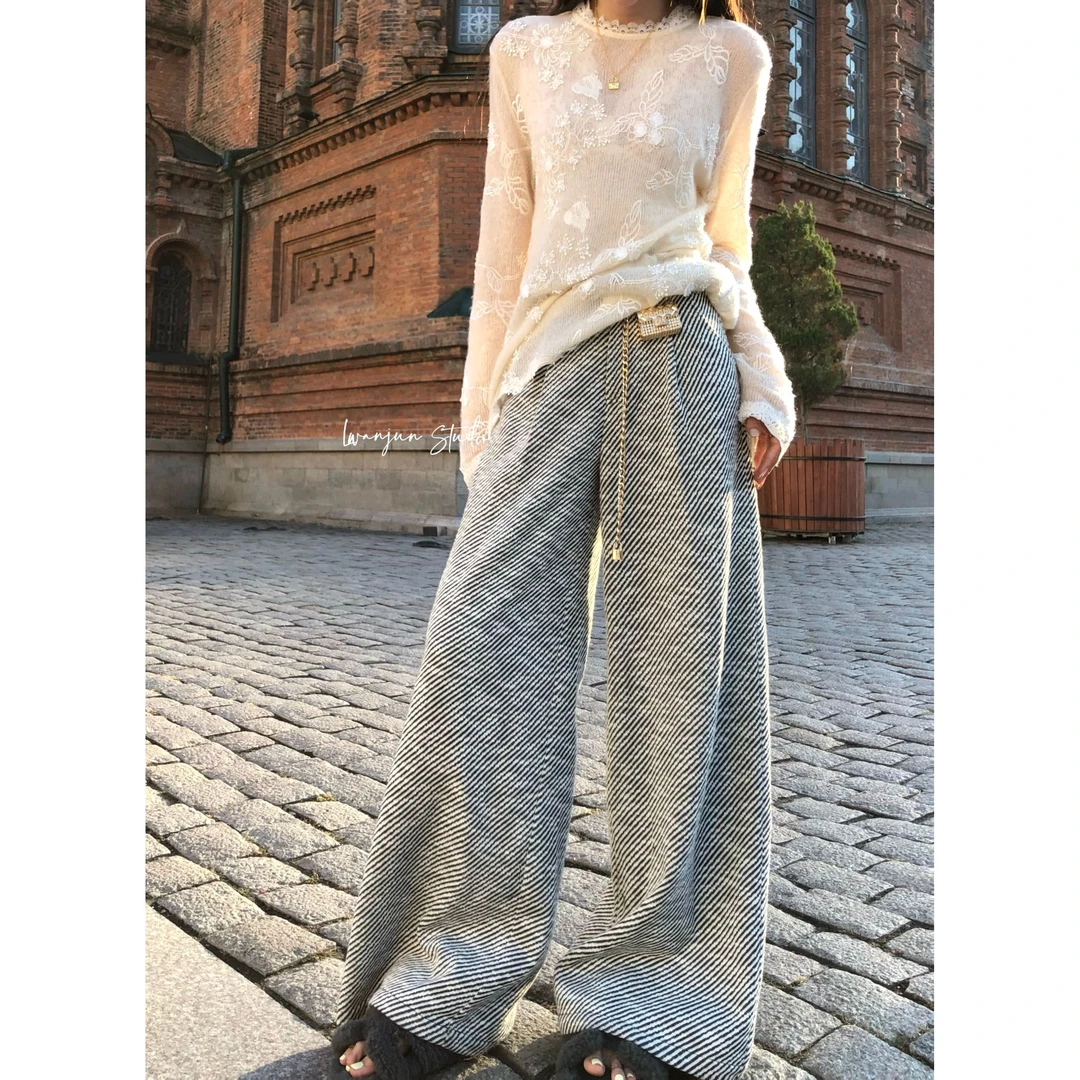 【婉君】秋款显瘦垂感慵懒宽松休闲百搭阔腿裤LWJ24C3K2085