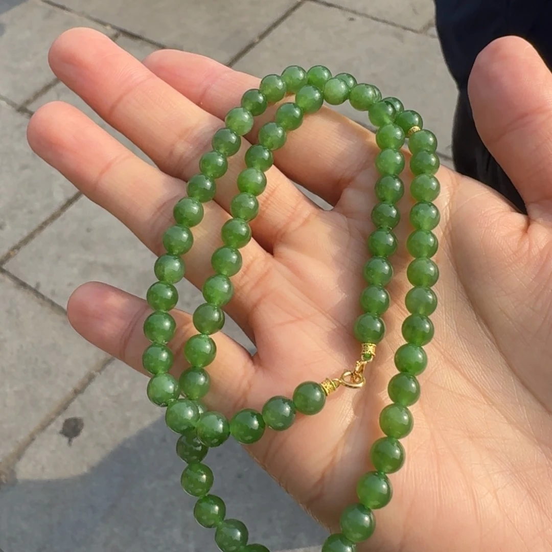 和田玉颈饰18K金镶嵌碧玉卡6项链多样性拍一发一