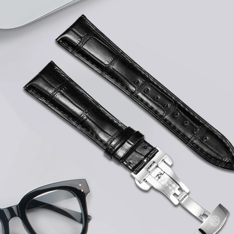 柏莱德名表配件双按蝴蝶扣真皮表带-BJ