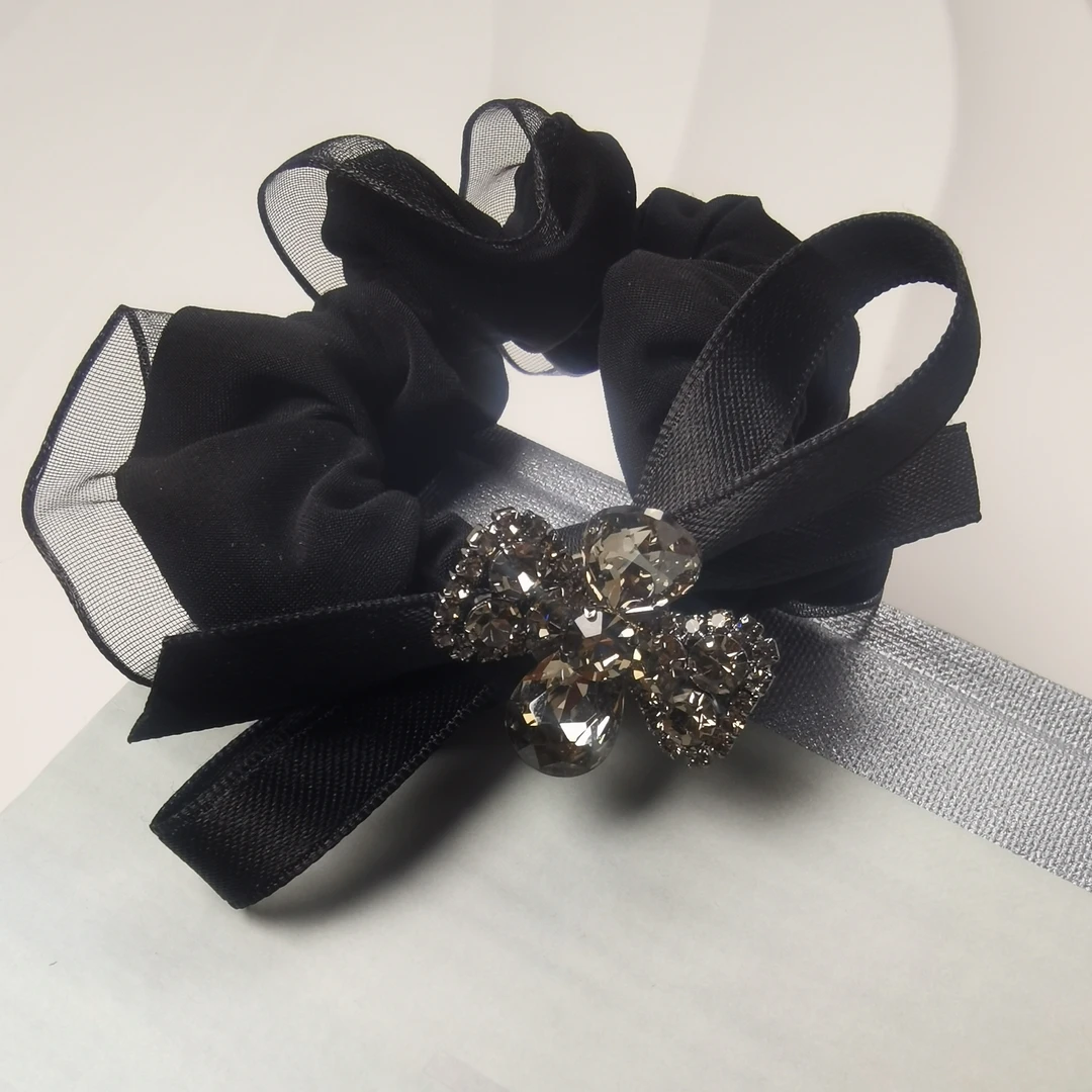 韩国 东大门 高级感水钻花朵蝴蝶结优雅气质发绳