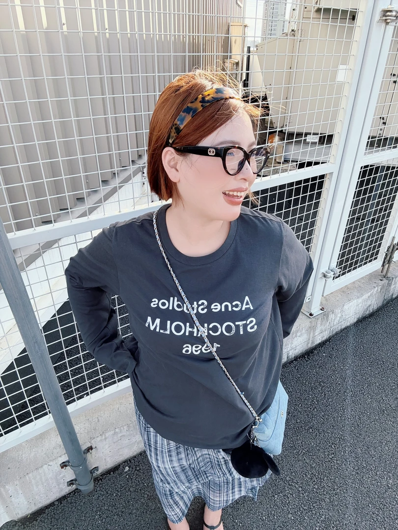 空气T | D S M D | 大码灰色印花宽松休闲长袖薄T恤上衣