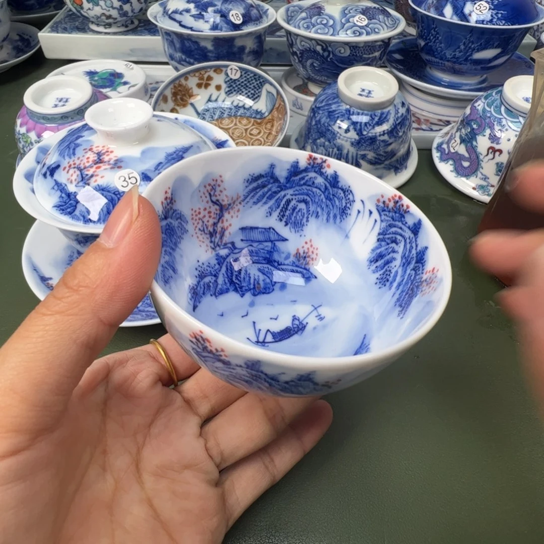 陶瓷景德镇纯手工纯手绘茶具木木32