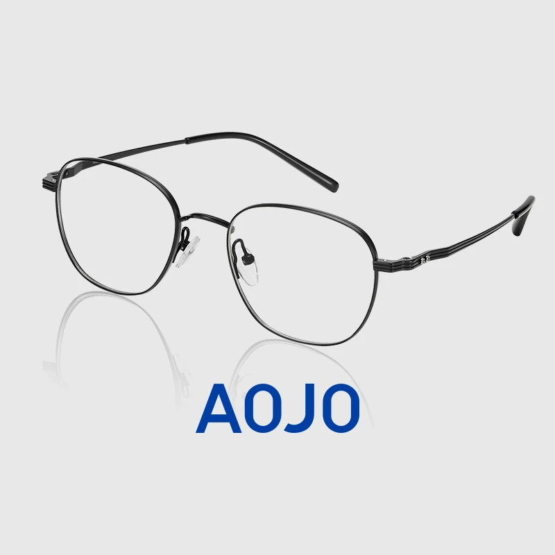 aojo钛架新款眼镜 复古圆框眼镜网上配镜 AJ108FK602