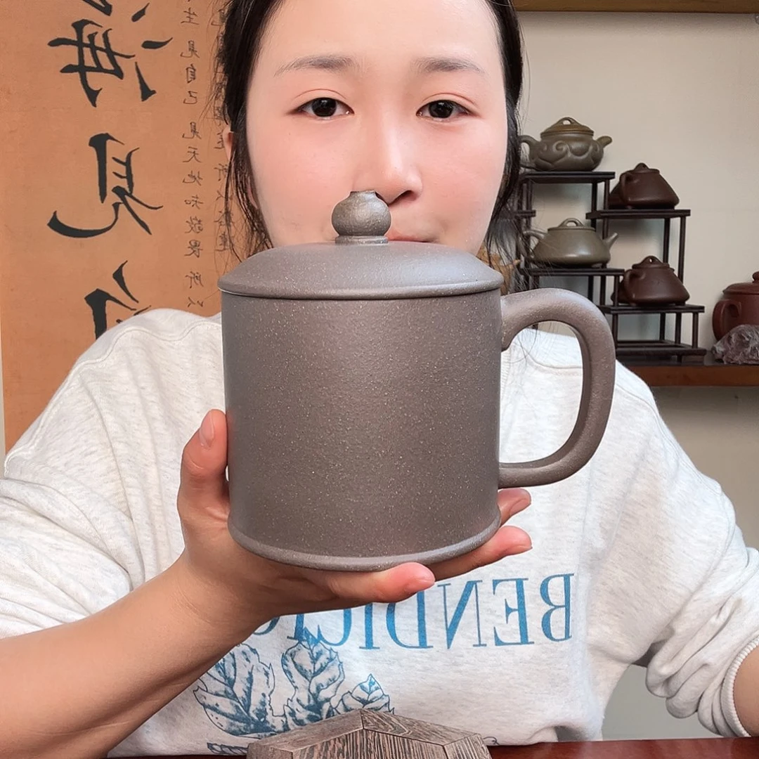 茶杯紫砂8****7微瑕封釉紫砂盖杯天青君子杯
