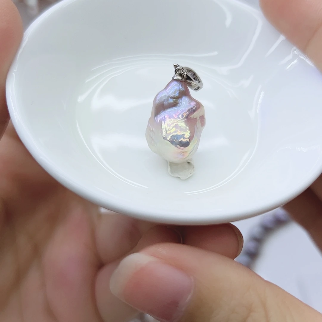 耳饰银S925镶嵌淡水珍珠