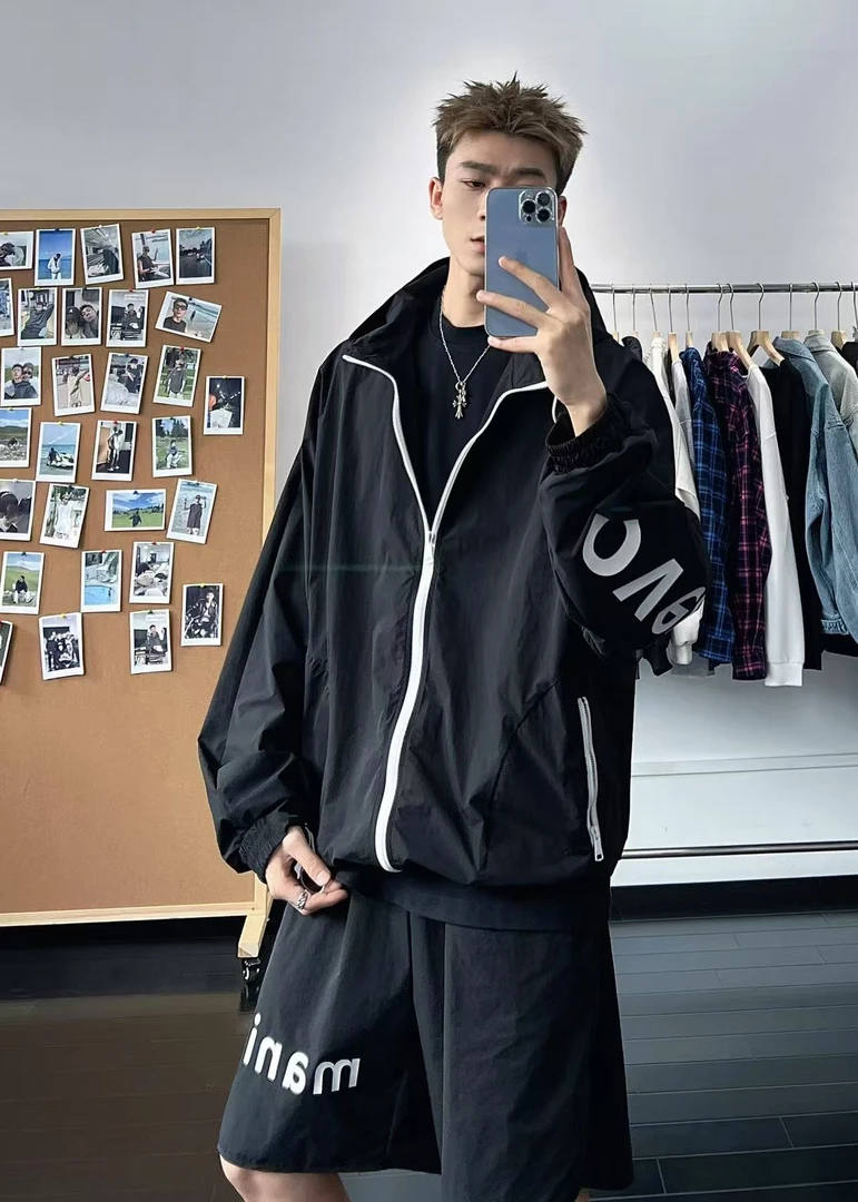 【断码清】YJ玖柒夏季轻薄透气冰丝套装男女速干短裤运动夹克Z036