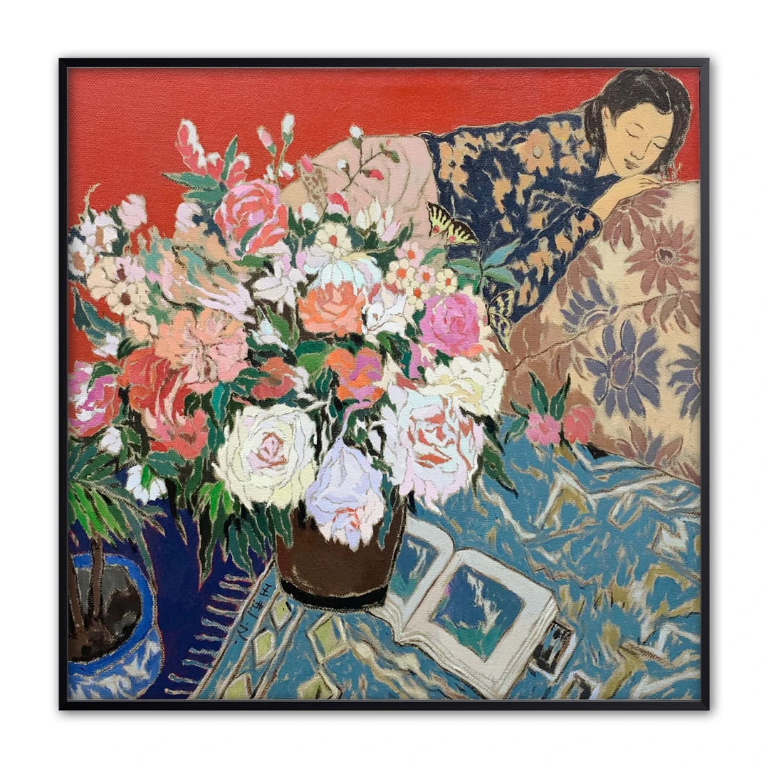 尤里当代艺术 《浮生》系列斗方花卉纯手绘油画收藏 尺寸83×83cm