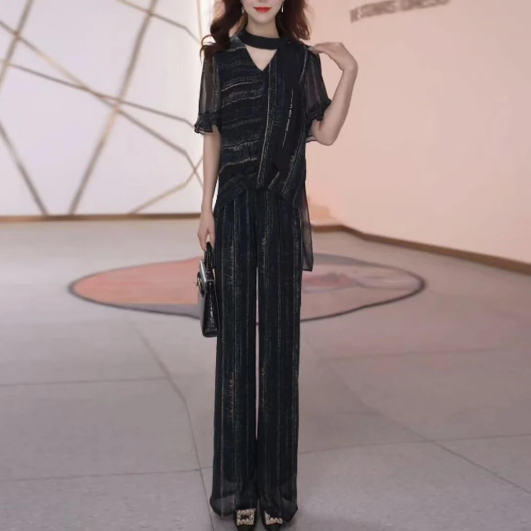 【两件套】夏季时尚女神修身洋气宽松气质休闲百搭显瘦减龄女装套裙