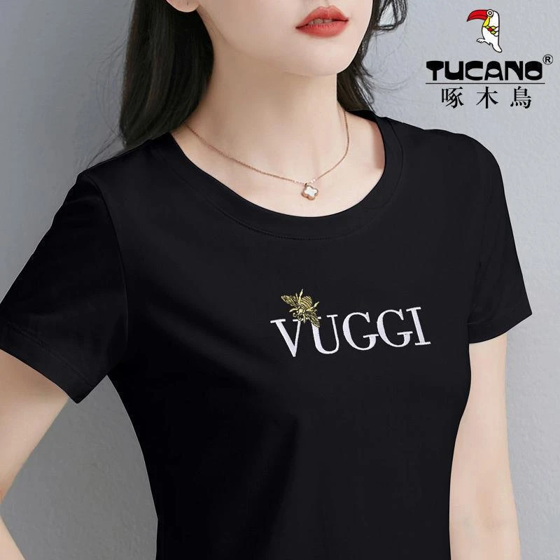 啄木鸟正品纯棉短袖t恤女2025新款潮夏季爆款上衣韩版宽松T恤衫