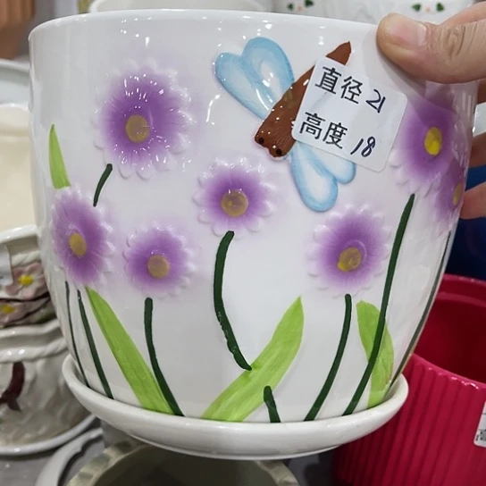 多肉绿植陶瓷花盆9.9包邮，有孔